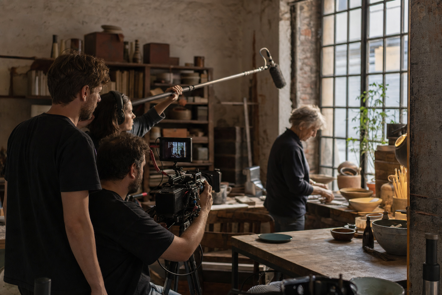 Scena documentario di un artigiano al lavoro